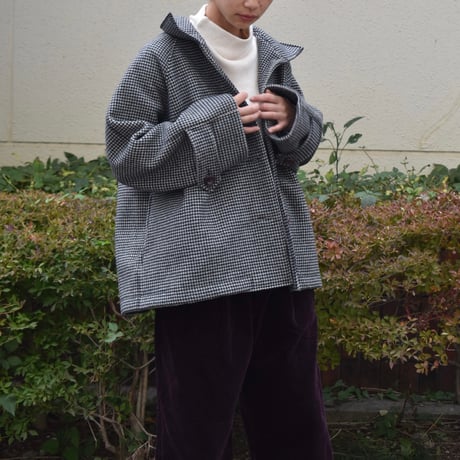 tita ウールスタンドカラーショートコート 千鳥格子