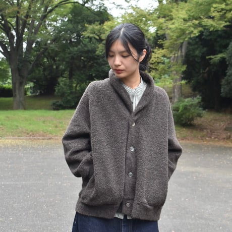 UNIVERSAL TISSU リサイクルウールパイルショールカラーカーディガン