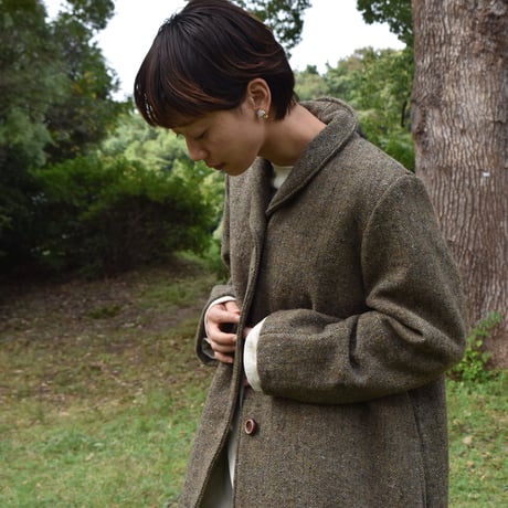 tita ヘリンボーンウールミニショールカラーコート