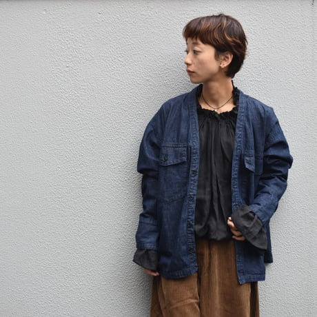 TISSU 綿麻ツイル/8ozデニム　Vネックブルゾン