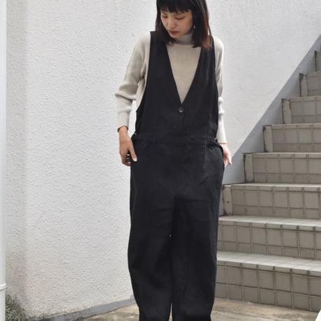 asabito ツイルリネンVワークサロペット