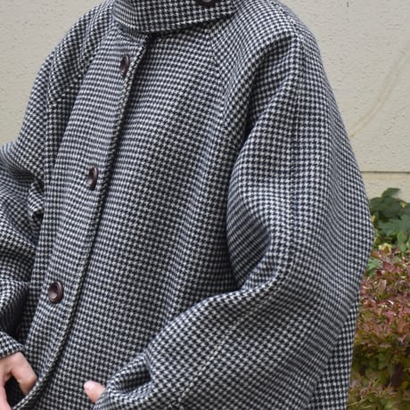 tita ウールスタンドカラーショートコート 千鳥格子