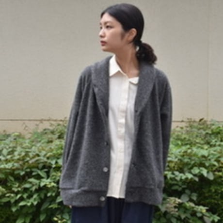 UNIVERSAL TISSU リサイクルウールパイルショールカラーカーディガン