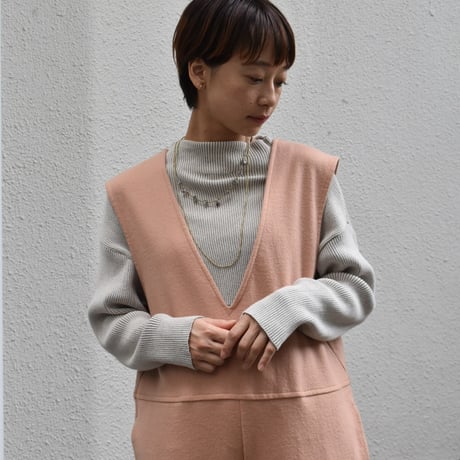 TISSU ウール圧縮天竺サロペットパンツ