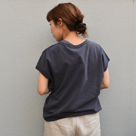 DAYS 天竺 布帛切り替えフレンチベスト