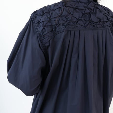 doux bleu ドットスモッキング カフタンワンピース