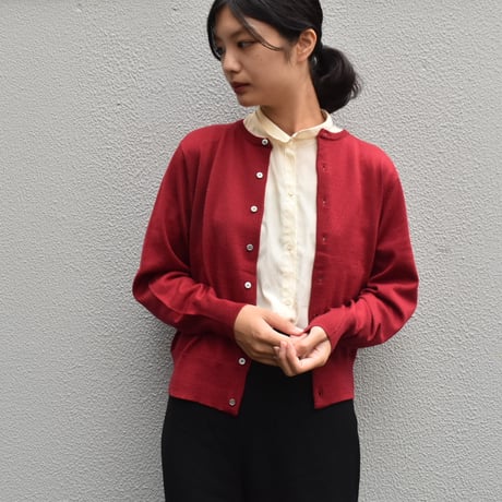 UNIVERSAL TISSU ウォッシャブルウールクルーネックカーディガン