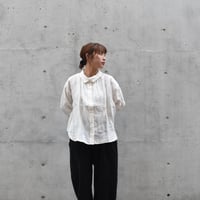 nous rendent heureux リネン重ね衿長袖ビッグブラウス