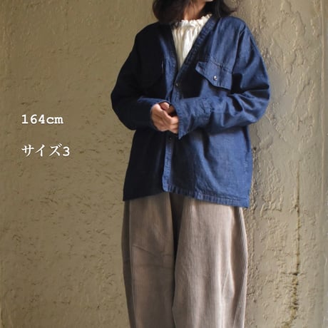 TISSU 綿麻ツイル/8ozデニム　Vネックブルゾン