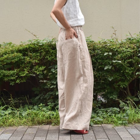 UNIVERSAL TISSU フレンチリネンタックワイドパンツ