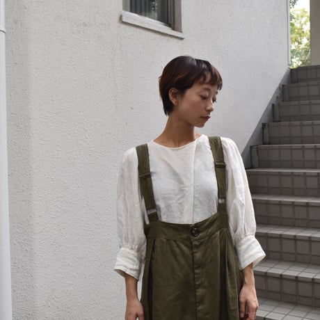 asabito リネンワークタックサロペスカート
