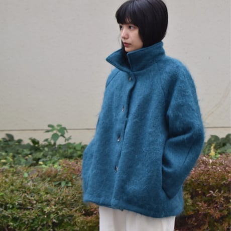 tita モヘアシャギースタンドカラーコート