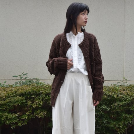tumugu ロービングウール編み地ミックス2wayカーディガン