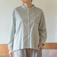 sisam タテシマスタンドスタンドカラーシャツ