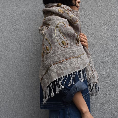 sisam 手刺繍ウールストール