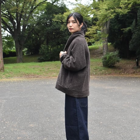 UNIVERSAL TISSU リサイクルウールパイルショールカラーカーディガン