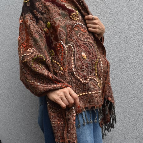 sisam 手刺繍ウールストール