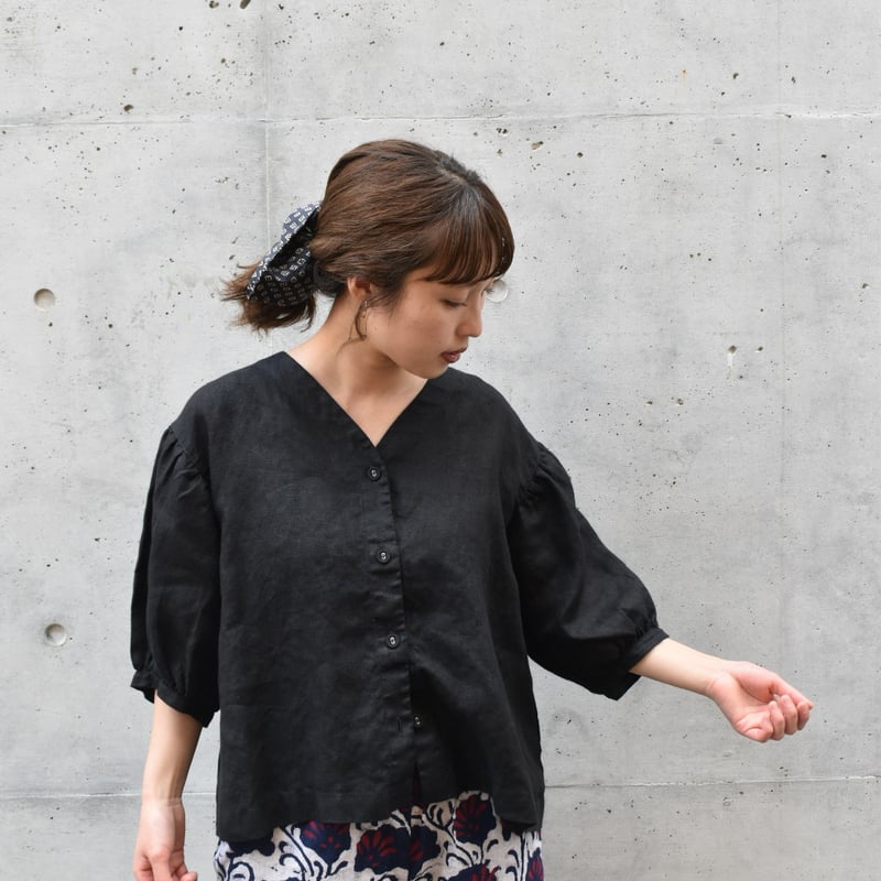 fog linen work エライザ トップ ブラック | pivoine