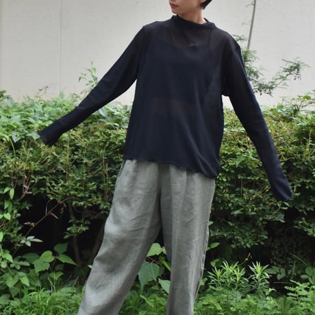 tumugu コットンチュールハイネックロングTシャツ