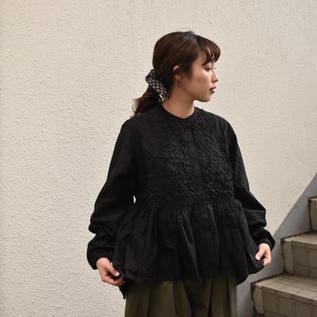 doux bleu　140S SUPIMA スモッキングシャツ