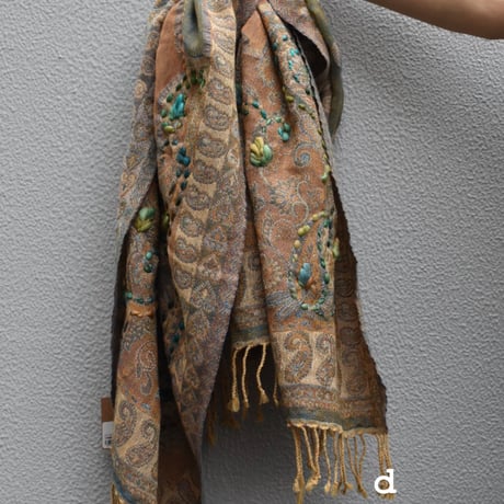 sisam 手刺繍ウールストール