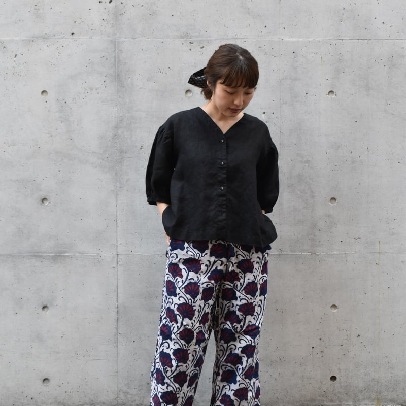fog linen work エライザ トップ ブラック | pivoine
