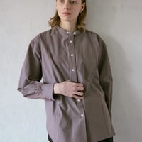 doux bleu　ストライプ バンドカラーシャツ