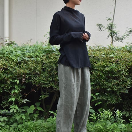 tumugu コットンチュールハイネックロングTシャツ