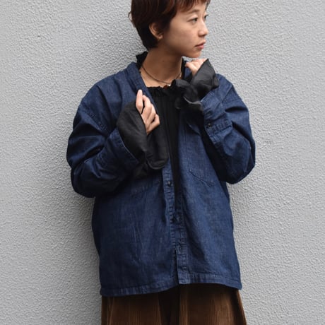 TISSU 綿麻ツイル/8ozデニム　Vネックブルゾン