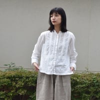 doux bleu コットンカディ ギャザーヨークブラウス