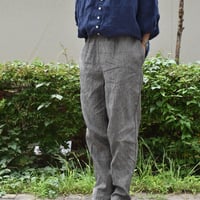 DAYS グレンチェックコットンリネン テーパードパンツ