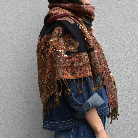 sisam 手刺繍ウールストール