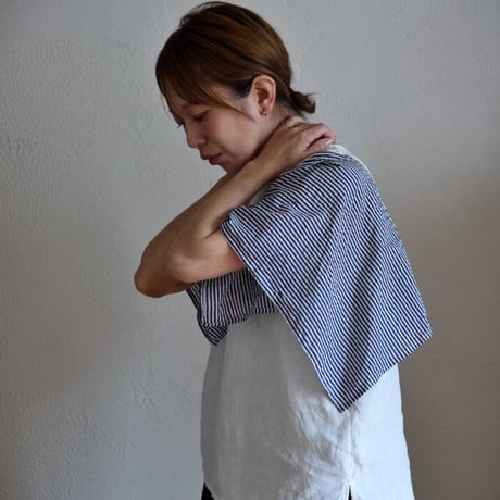 asabito ハンキースリーブシャツ　ストライプ