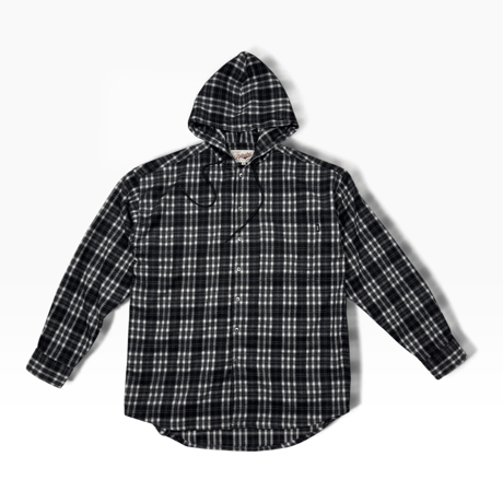 SHADOW PLAID HOODED SHIRT JACKET