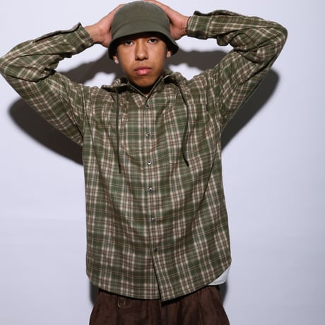 SHADOW PLAID HOODED SHIRT JACKET