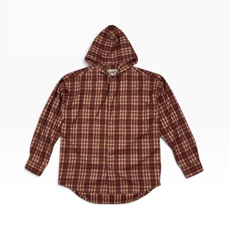 SHADOW PLAID HOODED SHIRT JACKET