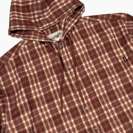 SHADOW PLAID HOODED SHIRT JACKET