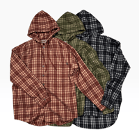 SHADOW PLAID HOODED SHIRT JACKET