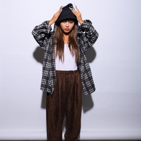 SHADOW PLAID HOODED SHIRT JACKET