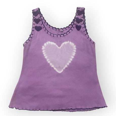 [USED] ハート染め＆刺繍リブ TANKTOP  💜