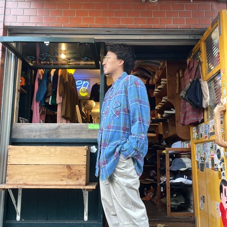 [USED] 70s KARMAN Plaid Western Flannel Shirt