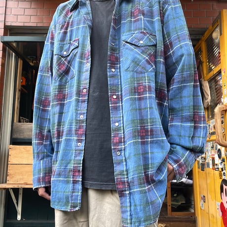 [USED] 70s KARMAN Plaid Western Flannel Shirt