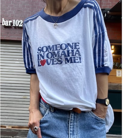 [USED] 80’s MEDALLION 3本ライントリムTee♡