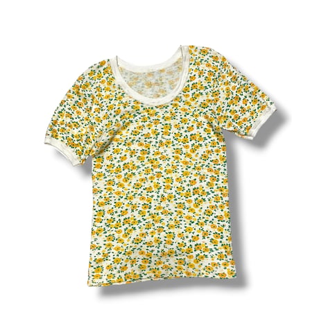 [USED] Euro vintage 半袖 FLOWER リブTops♡
