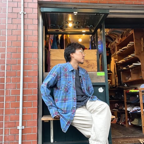 [USED] 70s KARMAN Plaid Western Flannel Shirt