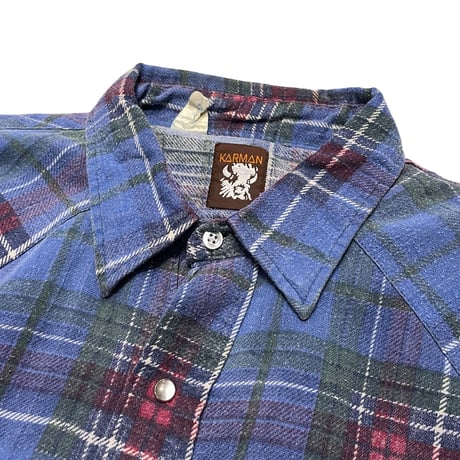 [USED] 70s KARMAN Plaid Western Flannel Shirt