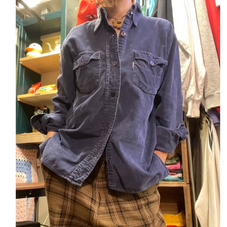 [USED] Levis for Gals “BIG E” ネイビー💙コーデュロイシャツ