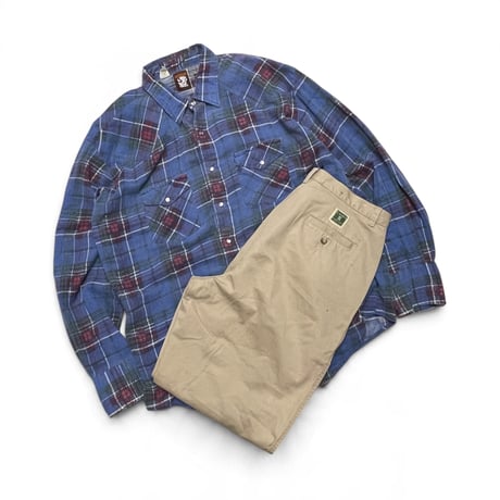 [USED] 70s KARMAN Plaid Western Flannel Shirt
