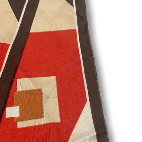 [USED] BROWN 100% SILK スカーフ
