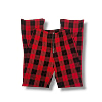[USED] 赤CHECK スリット入り フレアパンツ
